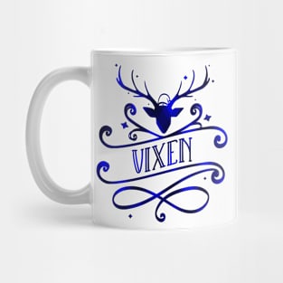 Vixen Christmas Blue Tartan Pattern Reindeer Head Mug